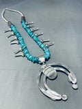 Womens Authentic Native American Navajo Turquoise Sterling Silver Squash Blossom Necklace-Nativo Arts