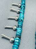 Huge Native American Navajo Turquoise Sterling Silver Coin Squash Blossom Necklace-Nativo Arts