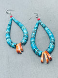Cute Vintage Native American Navajo Turquoise Jacla Sterling Silver Earrings-Nativo Arts