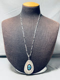 Impressive Vintage Native American Navajo Morenci Turquoise Sterling Silver Necklace-Nativo Arts