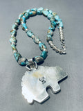 Inlay Bear Native American Navajo Turquoise Sterling Silver Bear Necklace-Nativo Arts