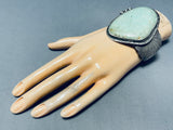 Rare Light Green Vintage Native American Navajo Turquoise Sterling Silver Bracelet-Nativo Arts