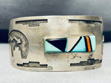 Henry Yazzie Vintage Native American Navajo Turquoise Inlay Sterling Silver Bracelet-Nativo Arts