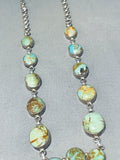 One Of The Coolest Ever Vintage Native American Navajo Green Turquoise Sterling Silver Necklace-Nativo Arts
