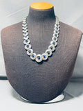Statement Vintage Native American Navajo Lapis Sterling Silver Shadowbox Pillow Necklace-Nativo Arts