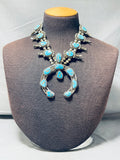 Old Deposit Turquoise Vintage Native American Navajo Sterling Silver Squahs Blossom Necklace-Nativo Arts