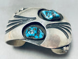 One Of The Coolest Silver Works Vintage Native American Navajo Sterling Turquoise Bracelet Old-Nativo Arts