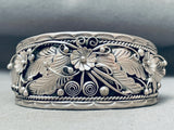 Highly Detailed Leaves Vintage Native American Navajo Sterling Silver Bracelet-Nativo Arts