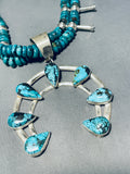 198 Grams Native American Navajo Turquoise Sterling Silver Squahs Blossom Necklace-Nativo Arts