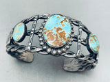 Museum Very Old Vintage Native American Navajo #8 Turquoise Sterling Silver Bracelet-Nativo Arts