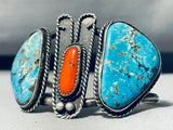 Dropdead Stunning Vintage Native American Navajo Spiderweb Turquoise Sterling Bracelet-Nativo Arts