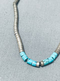 Impressive Vintage Native American Navajo Turquoise Heishi Sterling Silver Necklace-Nativo Arts