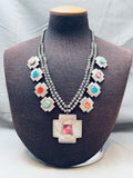 Most Beautiful Vintage Native American Navajo Cross Sterling Silver Squash Blossom Necklace-Nativo Arts