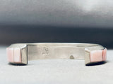 6 Inch Wrist Vintage Native American Navajo Pink Pearl Inlay Sterling Silver Bracelet Cuff-Nativo Arts