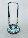 Native American Mesmerizing Vintage Santo Domingo Inlay Turquoise Jet Shell Necklace-Nativo Arts