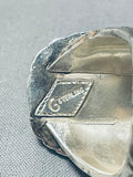 Important Francisco Gomez Vintage Hand Carved Sterling Silver Turquoise Ring-Nativo Arts