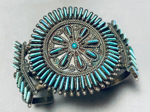 One Of The Best Ever Vintage Native American Zuni Needle Turquoise Sterling Silver Bracelet-Nativo Arts