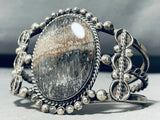 Foggy Petrified Wood Vintage Native American Navajo Sterling Silver Bracelet Old-Nativo Arts