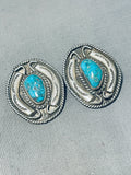 40 Grams Quality Vintage Native American Navajo Clip On Turquoise Sterling Silver Earrings-Nativo Arts