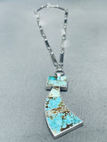 Maiden Of Turquoise Native American Navajo Inlay Sterling Silver Kachina Necklace-Nativo Arts