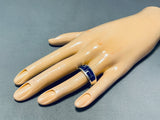 Noteworthy Vintage Native American Navajo Lapis Sterling Silver Signed Ring-Nativo Arts