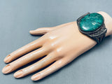 Museum Quality Vintage Native American Navajo Chrysocolla Sterling Silver Bracelet-Nativo Arts