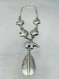 Gasp! Vintage Native American Navajo Sterling Silver Bear Feather Necklace-Nativo Arts