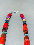 Rose Singer Native American Navajo Turquoise Coral Tiger Eye Lapis Sterling Silver Necklace-Nativo Arts