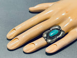 Quad Leaf Vintage Native American Navajo Turquoise Sterling Silver Towering Ring-Nativo Arts