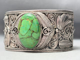 Detailed Vintage Southwest Gaspeite Sterling Silver Leaf Bracelet-Nativo Arts