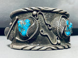 163 Grams!! Vintage Native American Navajo Ashley Monroe Turquoise Sterling Silver Bracelet-Nativo Arts