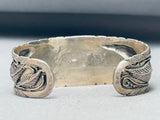 Most Unique White Bear Vintage Navajo Sterling Silver Bracelet-Nativo Arts