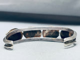 Rare Vintage Native American Navajo Blue Gem Turquoise Sterling Silver Bracelet Old-Nativo Arts