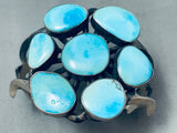 Signed Heavy 89 Grams Vintage Native American Navajo Cluster Turquoise Sterling Silver Bracelet-Nativo Arts