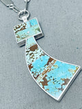 Turquoise Maiden Native American Navajo Inlay Sterling Silver Necklace-Nativo Arts