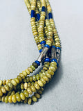 One Of The Best Ever Vintage Native American Navajo Serpentine Lapis Sterling Silver Necklace