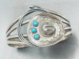 Extremely Detailed Vintage Native American Navajo Handmade Cowboy Hat Sterling Silver Bracelet-Nativo Arts