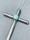 Incredible Vintage Native American Navajo Turquoise Cross Sterling Silver Necklace
