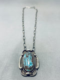 Bisbee Turquoise Vintage Native American Navajo Sterling Silver Necklace-Nativo Arts