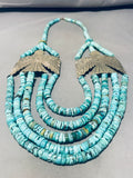 346 Grams Gasp!! Native American Navajo Turquoise Sterling Silver Bird Necklace-Nativo Arts