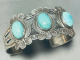Sky Blue Turquoise Vintage Native American Navajo Sterling Silver Bracelet-Nativo Arts