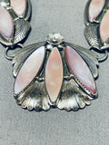 Breathtaking Vintage Native American Zuni Mother Of Pearl Sterling Silver Necklace Signed-Nativo Arts