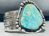 Mesmerizing Native American Navajo Signed Royston Turquoise Sterling Silver Huge Bracelet-Nativo Arts