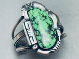 One Of The Best Ever Vintage Native American Navajo Green Turquoise Sterling Silver Bracelet-Nativo Arts