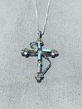 Detailed Vintage Native American Navajo Turquoise Sterling Silver Reversible Cross Necklace-Nativo Arts