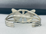 Pat Yazzie Detailed Vintage Native American Navajo White Jasper Sterling Silver Bracelet-Nativo Arts