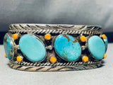 Best Slanted Turquoise!! Vintage Native American Navajo Sterling Silver Bracelet-Nativo Arts