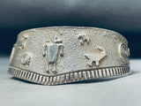 Detailed Petroglyph Vintage Sterling Silver Bracelet