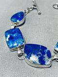 Breathtaking Native American Navajo Lapis Sterling Silver Link Bracelet-Nativo Arts