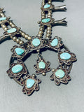 267 Grams!! Vintage Native American Navajo Turquoise Sterling Silver Squash Blossom Necklace-Nativo Arts